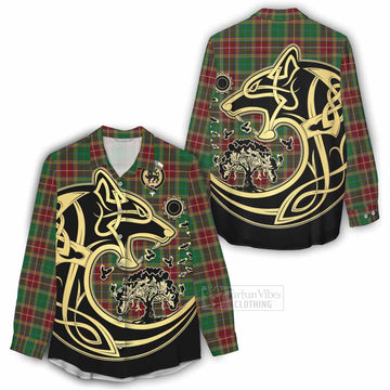 Baxter Tartan Women's Casual Shirt with Family Crest Celtic Wolf Style