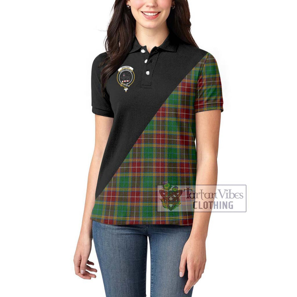 Baxter Tartan Women's Polo Shirt with Family Crest and Military Logo Style - Tartanvibesclothing Shop