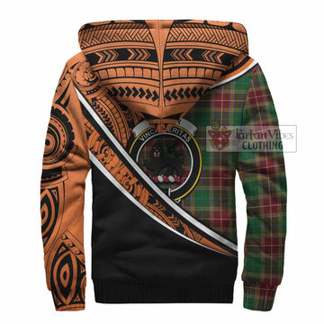 Baxter Crest Tartan Sherpa Hoodie with Polynesian Vibes Style - Orange Version