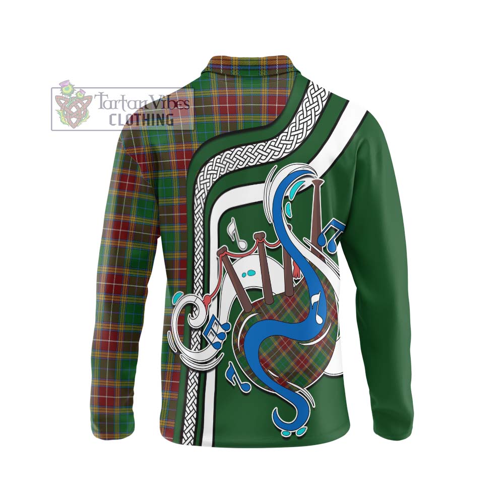 Tartan Vibes Clothing Baxter Tartan Long Sleeve Polo Shirt with Epic Bagpipe Style