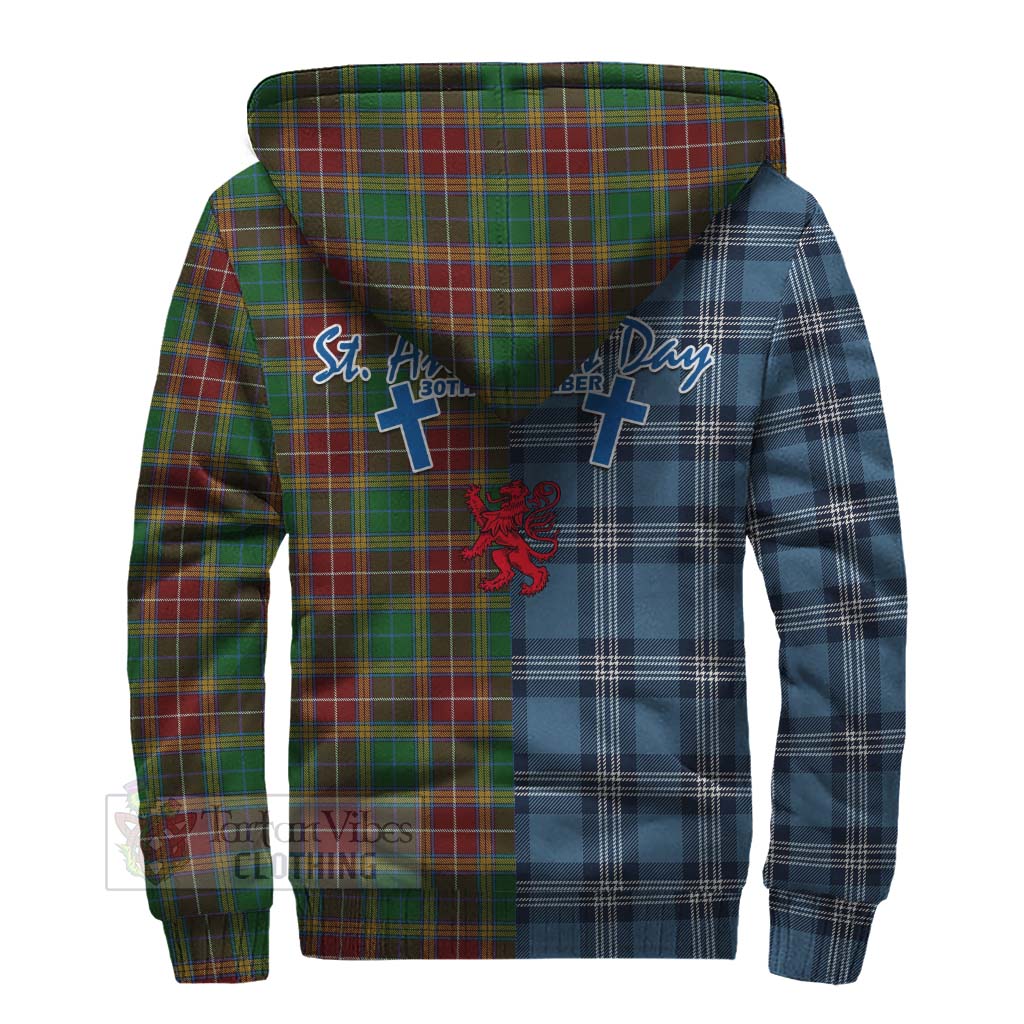 Tartan Vibes Clothing Baxter Tartan Sherpa Hoodie Happy St. Andrew's Day Half Tartan Style