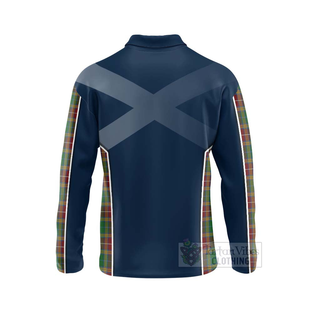 Tartan Vibes Clothing Baxter Tartan Long Sleeve Polo Shirt with Family Crest and Scottish Thistle Vibes Sport Style