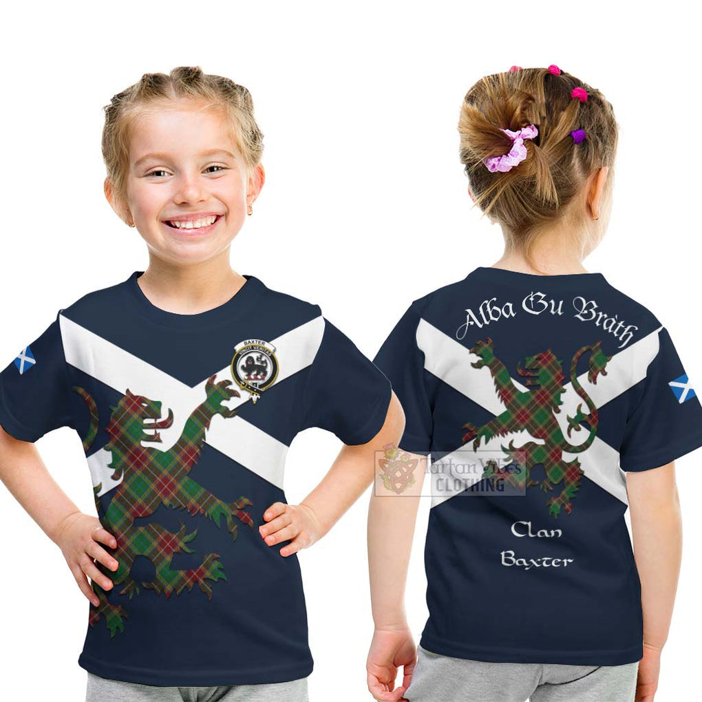 Tartan Vibes Clothing Baxter Tartan Lion Rampant Kid T-Shirt – Proudly Display Your Heritage with Alba Gu Brath and Clan Name