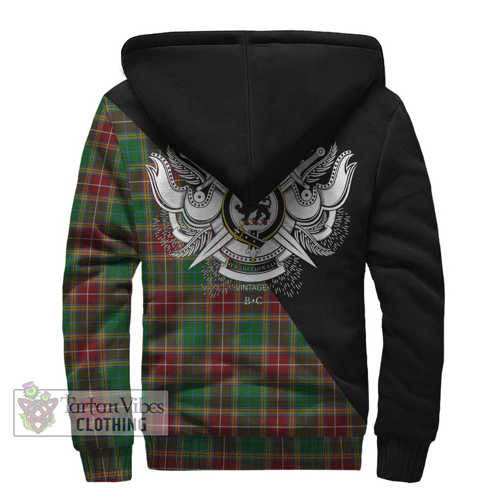 Baxter Tartan Sherpa Hoodie with Family Crest and Military Logo Style - Tartanvibesclothing Shop