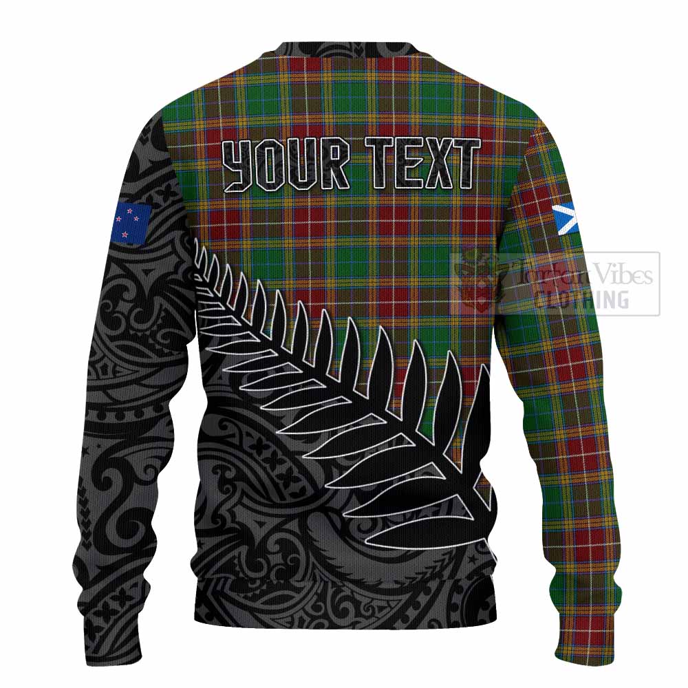 Tartan Vibes Clothing Baxter Crest Tartan Knitted Sweater with New Zealand Silver Fern Half Style