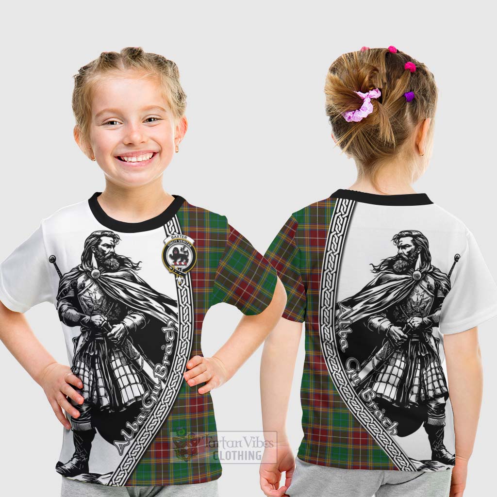 Tartan Vibes Clothing Baxter Tartan Clan Crest Kid T-Shirt with Highlander Warrior Celtic Style