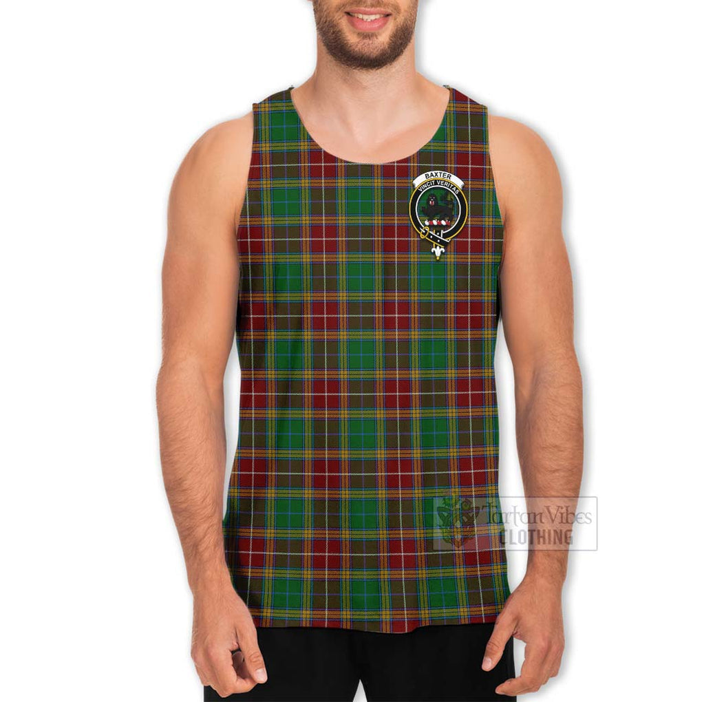 Tartan Vibes Clothing Baxter Tartan Men's Tank Top with Family Crest and Bearded Skull Holding Bottles of Whiskey