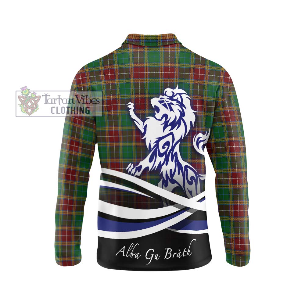 Baxter Tartan Long Sleeve Polo Shirt with Alba Gu Brath Regal Lion Emblem - Tartanvibesclothing Shop