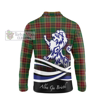 Baxter Tartan Long Sleeve Polo Shirt with Alba Gu Brath Regal Lion Emblem