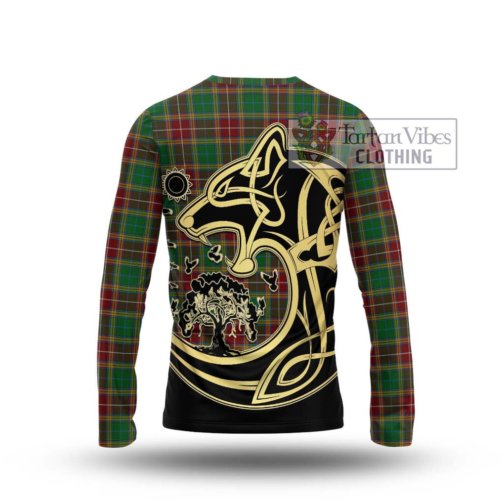 Baxter Tartan Long Sleeve T-Shirt with Family Crest Celtic Wolf Style - Tartan Vibes Clothing