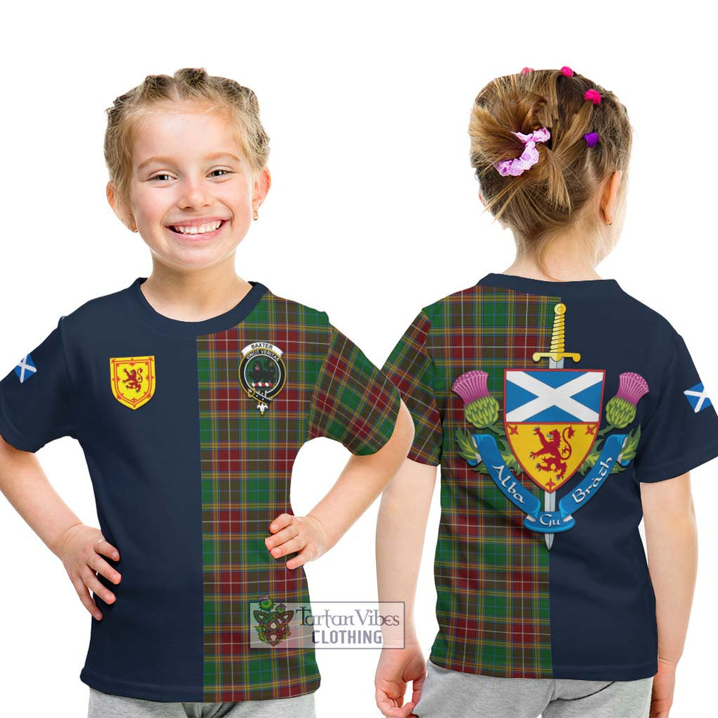 Tartan Vibes Clothing Baxter Tartan Kid T-Shirt with Scottish Lion Royal Arm Half Style