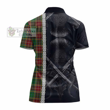 Baxter Tartan Women's Polo Shirt with Family Crest Cross Sword Thistle Celtic Vibes