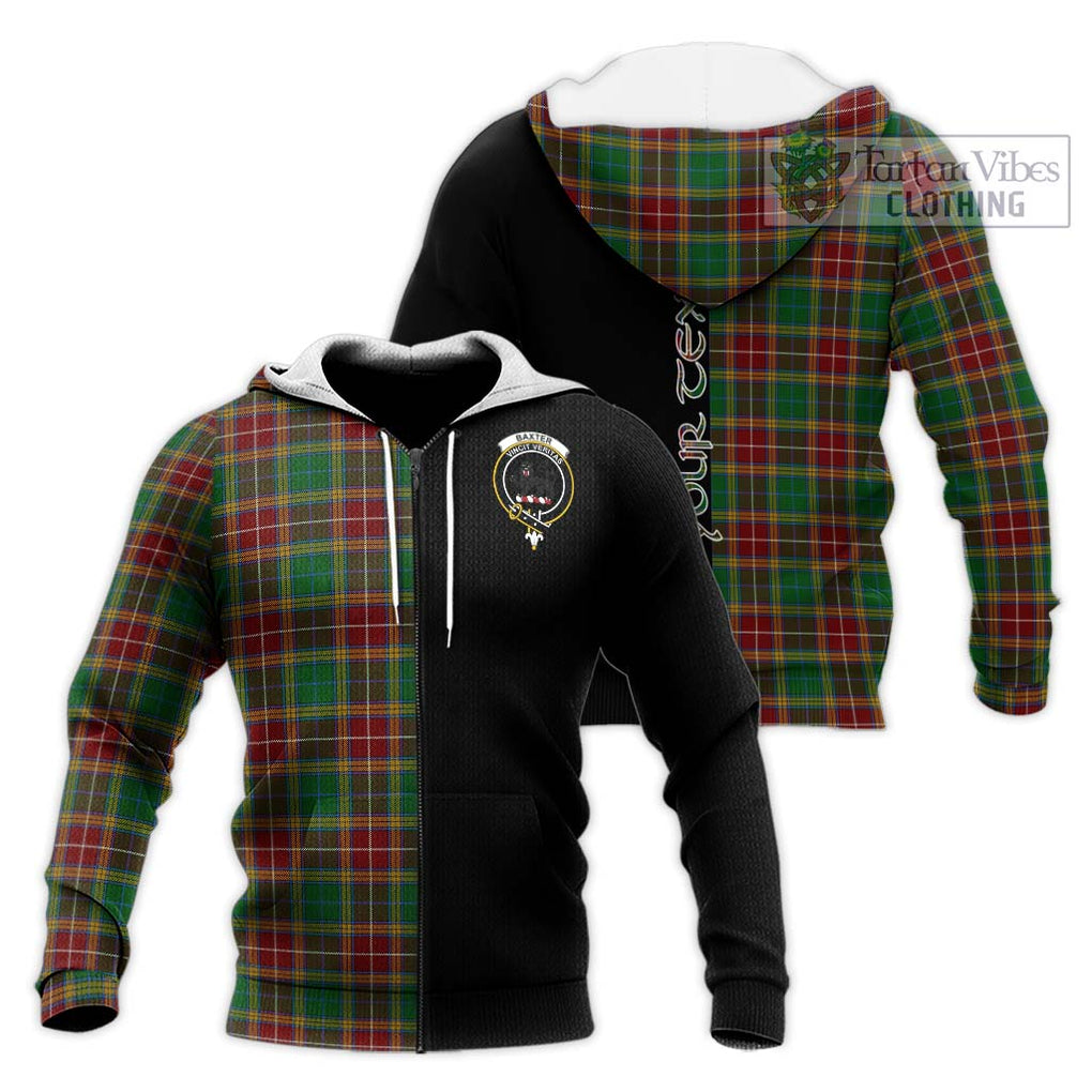 Baxter Tartan Knitted Hoodie with Family Crest and Half Of Me Style Unisex Knitted Zip Hoodie - Tartanvibesclothing Shop