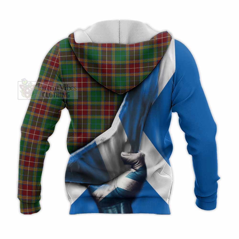 Tartan Vibes Clothing Baxter Tartan Knitted Hoodie with Family Crest Scotland Patriotic Style