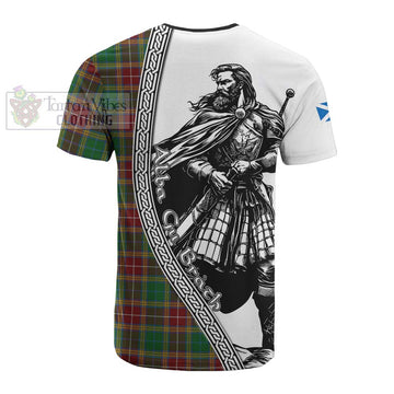 Baxter Tartan Clan Crest Cotton T-shirt with Highlander Warrior Celtic Style