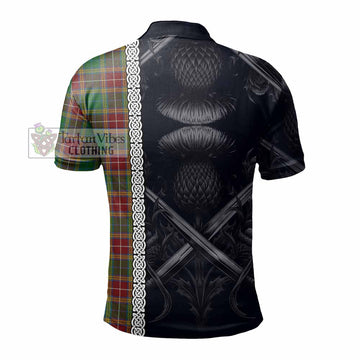 Baxter Tartan Polo Shirt with Family Crest Cross Sword Thistle Celtic Vibes