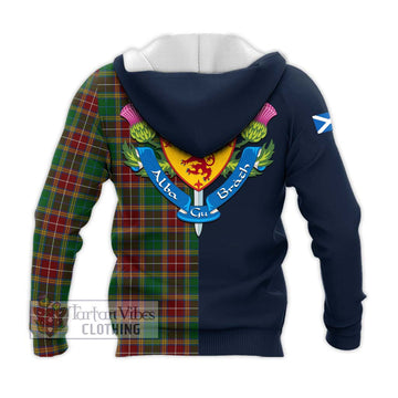 Baxter Tartan Knitted Hoodie Alba with Scottish Lion Royal Arm Half Style