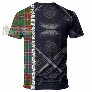 Baxter Tartan T-Shirt with Family Crest Cross Sword Thistle Celtic Vibes