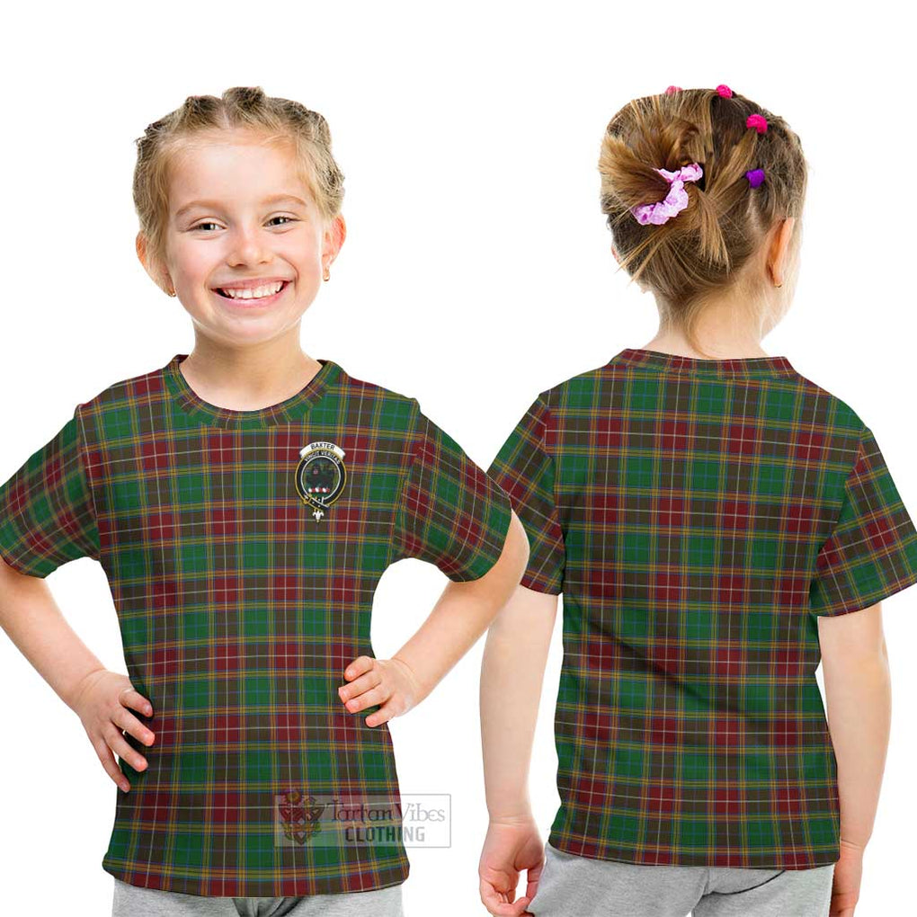 Baxter Tartan Kid T-Shirt with Family Crest - Tartanvibesclothing Shop