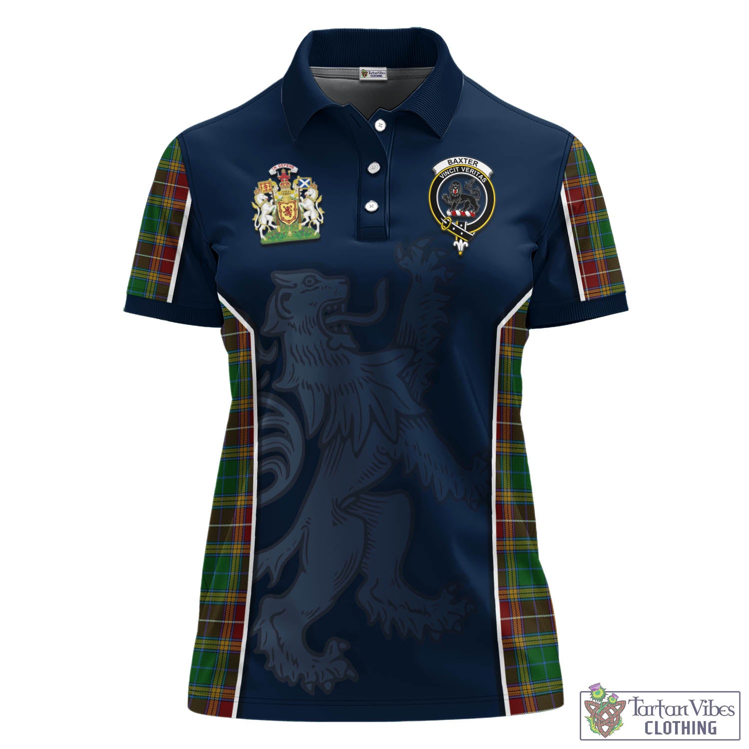 Tartan Vibes Clothing Baxter Tartan Women's Polo Shirt with Family Crest and Lion Rampant Vibes Sport Style