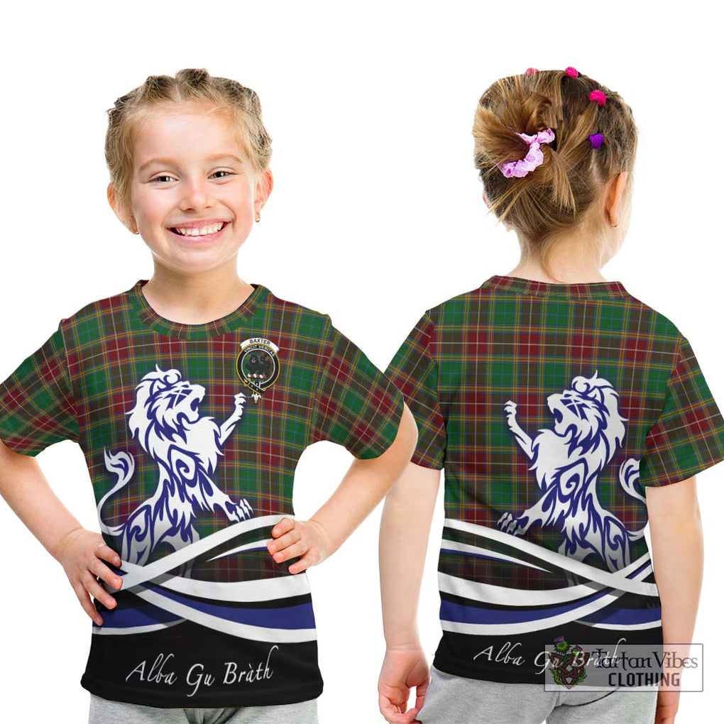 Baxter Tartan Kid T-Shirt with Alba Gu Brath Regal Lion Emblem - Tartanvibesclothing Shop