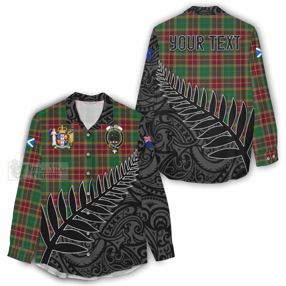 Tartan Vibes Clothing Baxter Crest Tartan Women's Casual Shirt with New Zealand Silver Fern Half Style