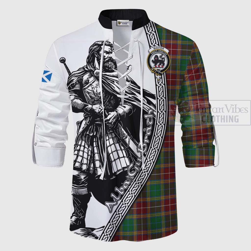 Tartan Vibes Clothing Baxter Tartan Clan Crest Ghillie Kilt Shirt with Highlander Warrior Celtic Style