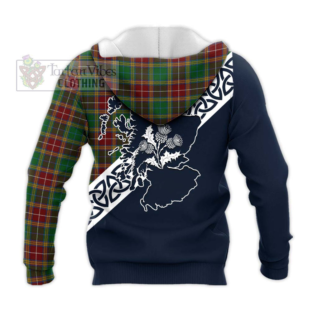 Tartan Vibes Clothing Baxter Tartan Knitted Hoodie Featuring Thistle and Scotland Map