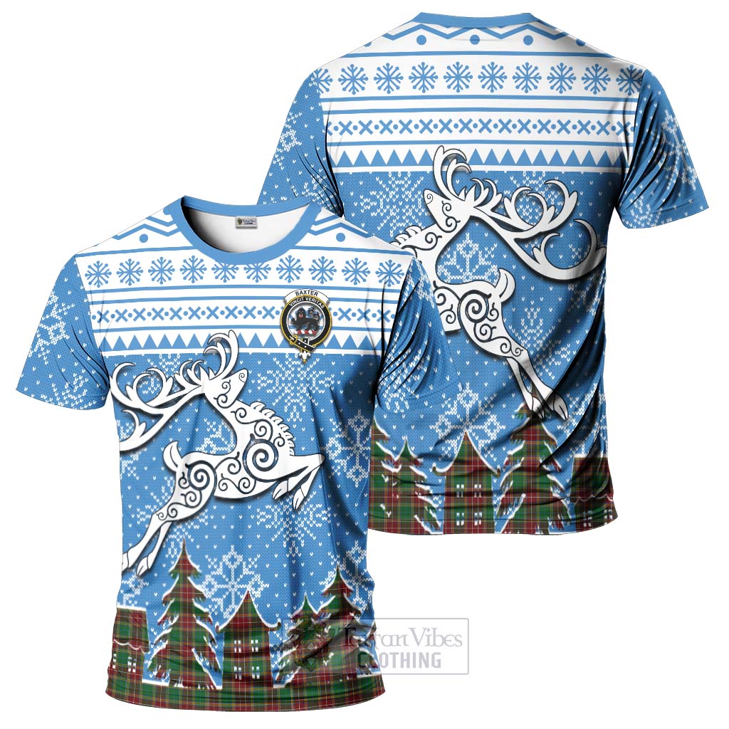 Tartan Vibes Clothing Baxter Clan Christmas T-Shirt Celtic Reindeer Style