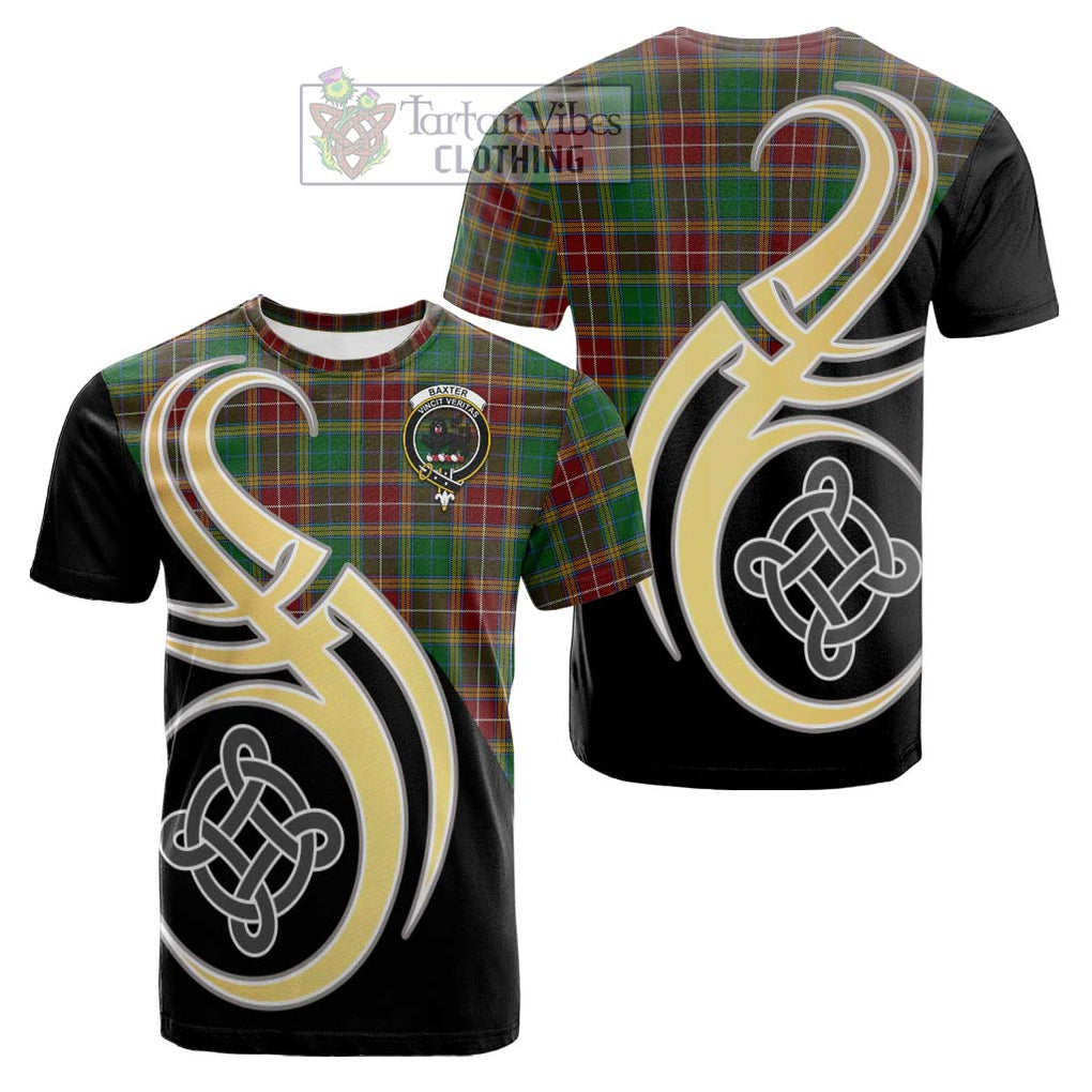 Tartan Vibes Clothing Baxter Tartan Cotton T-shirt with Family Crest and Celtic Symbol Style