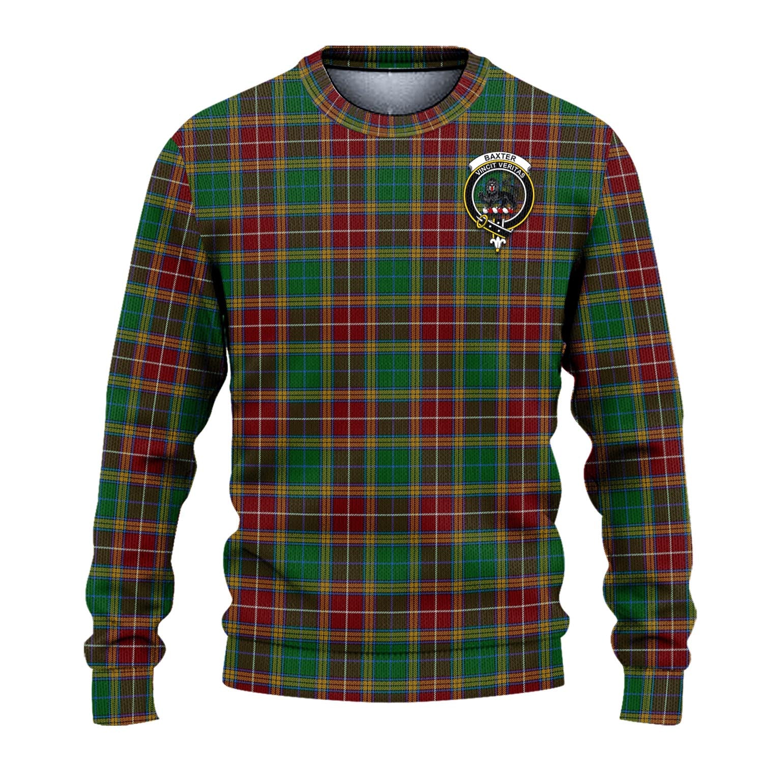 Baxter Tartan Knitted Sweater with Family Crest - Tartanvibesclothing