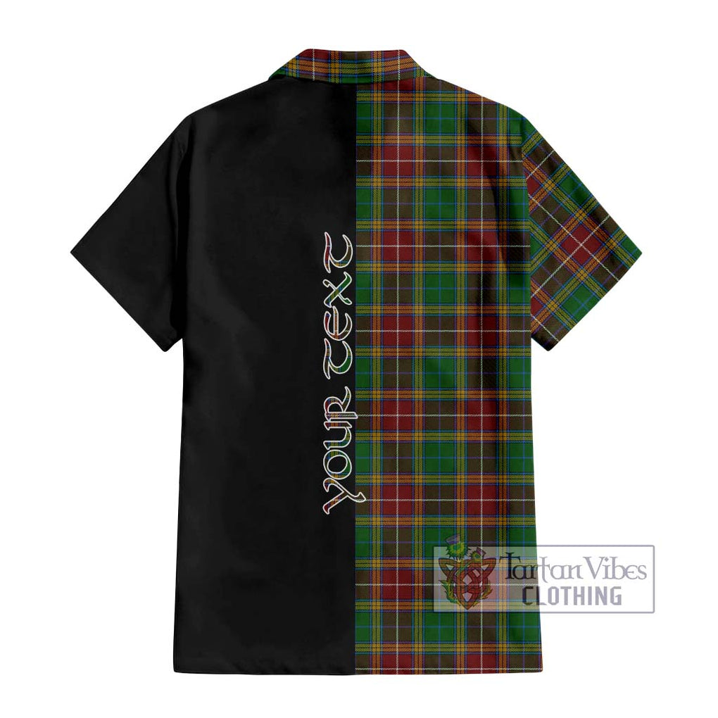 Baxter Tartan Short Sleeve Button Shirt with Family Crest and Half Of Me Style - Tartanvibesclothing Shop