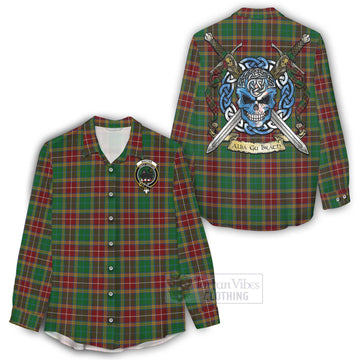 Baxter Tartan Women's Casual Shirt with Family Crest Celtic Skull Style