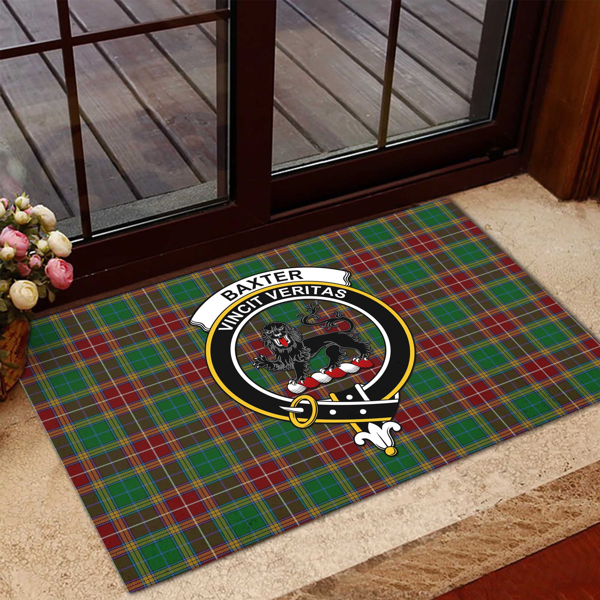 Baxter Tartan Door Mat with Family Crest - Tartanvibesclothing