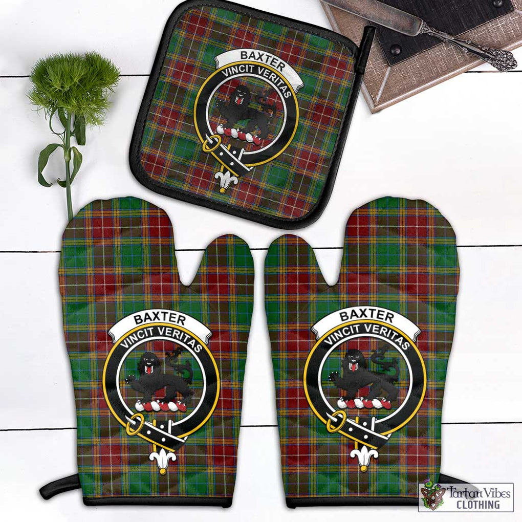 Baxter Tartan Combo Oven Mitt & Pot-Holder with Family Crest Black - Tartan Vibes Clothing