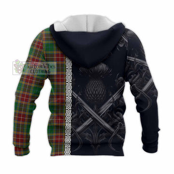 Baxter Tartan Knitted Hoodie with Family Crest Cross Sword Thistle Celtic Vibes