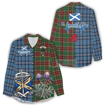 Baxter Tartan Women's Casual Shirt Happy St. Andrew's Day Half Tartan Style