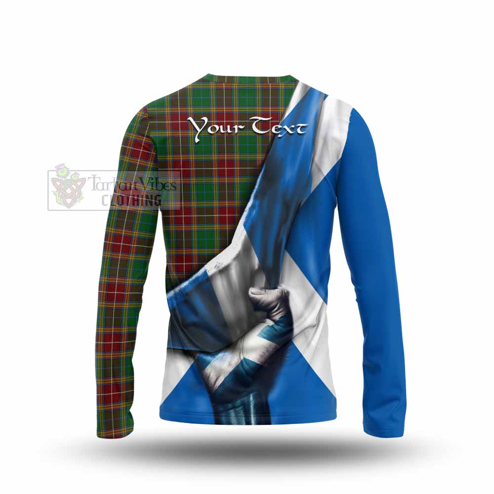 Tartan Vibes Clothing Baxter Tartan Long Sleeve T-Shirt with Family Crest Scotland Patriotic Style