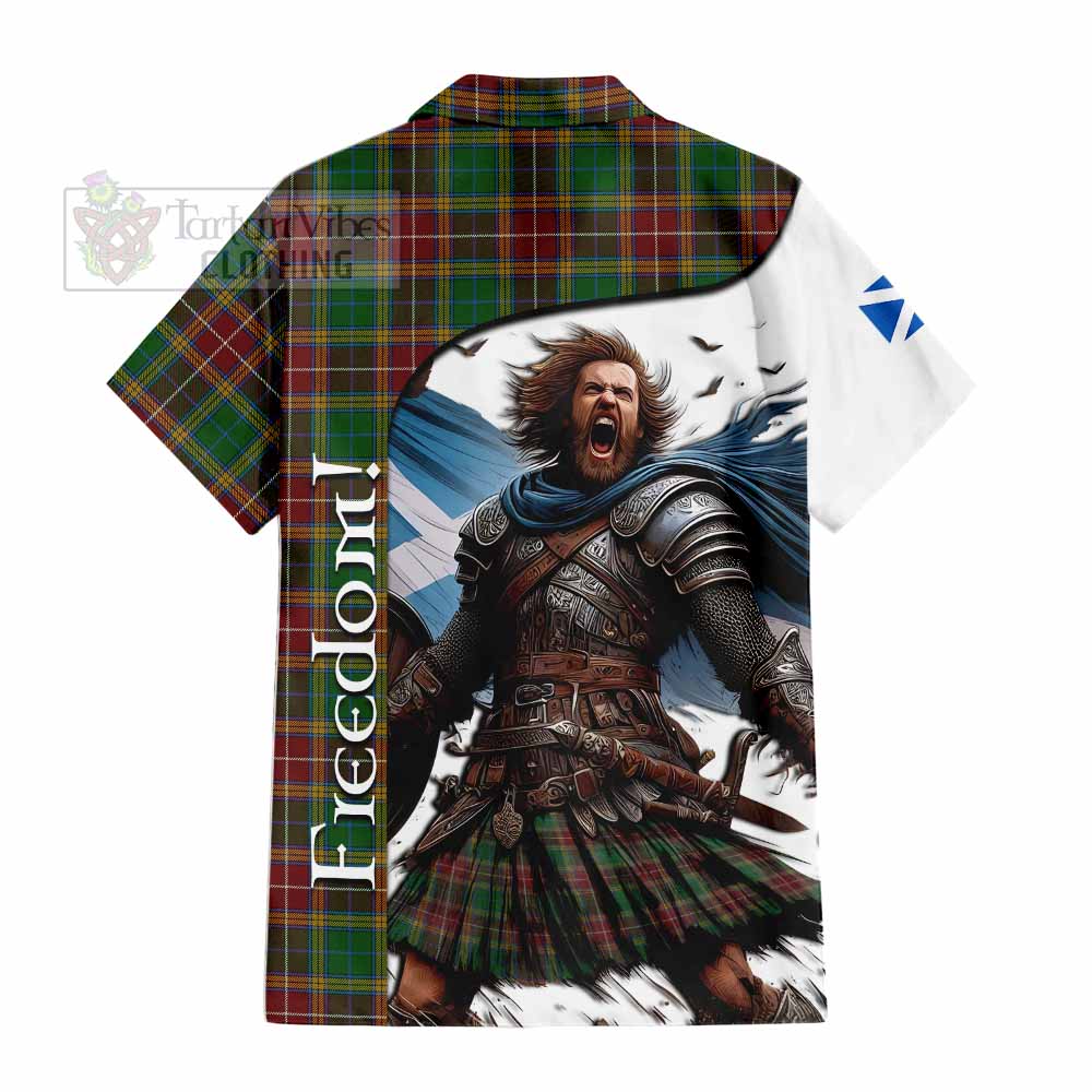 Tartan Vibes Clothing Baxter Crest Tartan Short Sleeve Button Shirt Inspired by the Freedom of Scottish Warrior