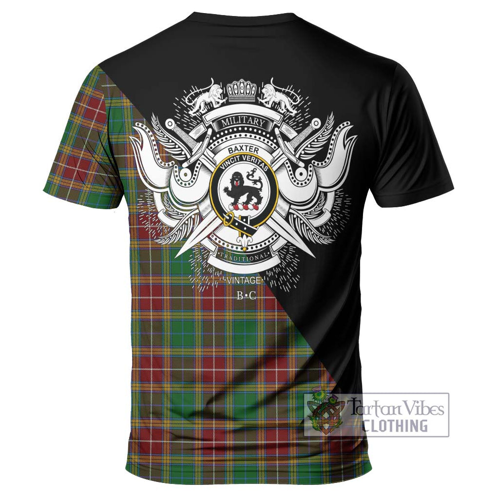 Baxter Tartan T-Shirt with Family Crest and Military Logo Style - Tartanvibesclothing Shop