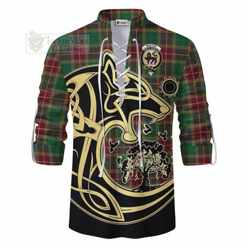 Baxter Tartan Ghillie Kilt Shirt with Family Crest Celtic Wolf Style