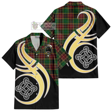 Baxter Tartan Short Sleeve Button Shirt with Family Crest and Celtic Symbol Style