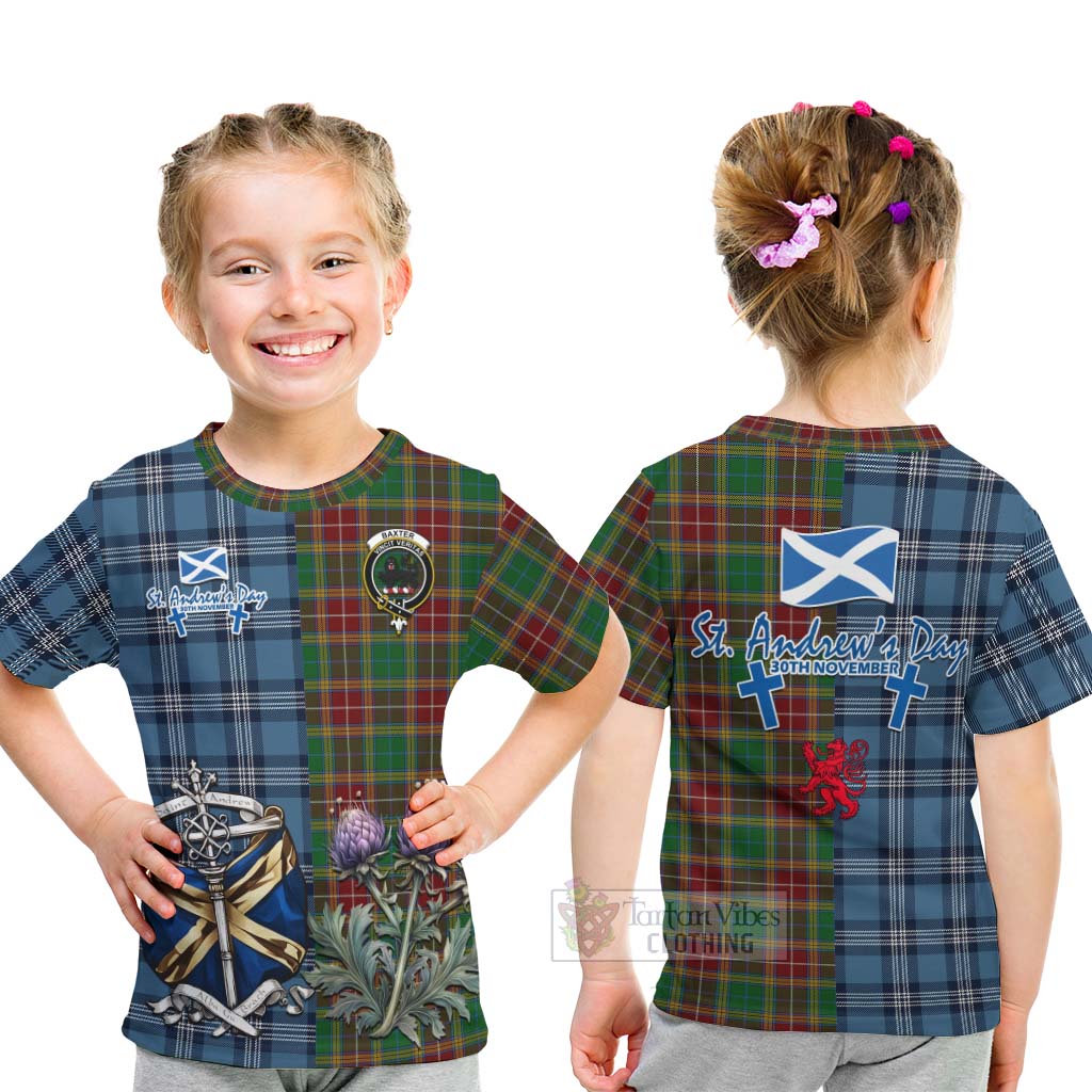 Tartan Vibes Clothing Baxter Tartan Kid T-Shirt Happy St. Andrew's Day Half Tartan Style