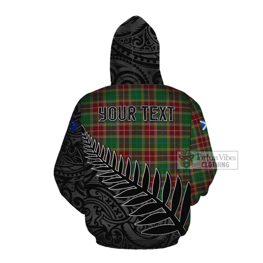 Tartan Vibes Clothing Baxter Crest Tartan Cotton Hoodie with New Zealand Silver Fern Half Style