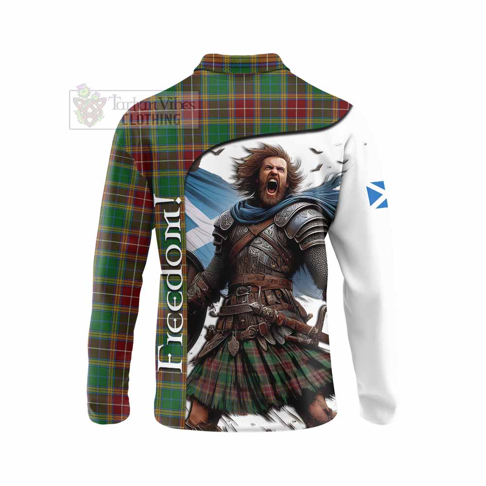 Tartan Vibes Clothing Baxter Crest Tartan Long Sleeve Polo Shirt Inspired by the Freedom of Scottish Warrior