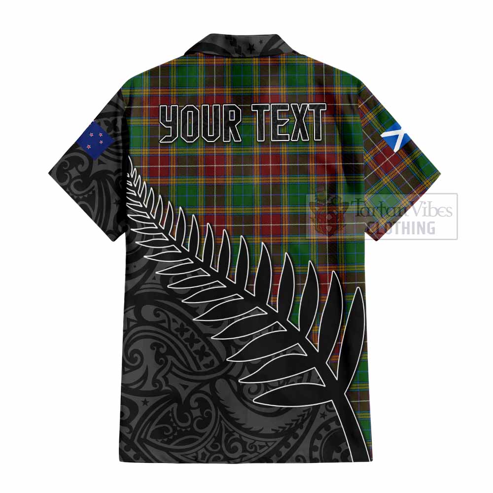 Tartan Vibes Clothing Baxter Crest Tartan Short Sleeve Button Shirt with New Zealand Silver Fern Half Style