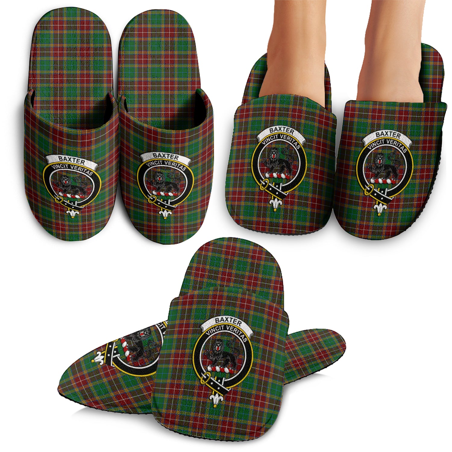 Baxter Tartan Home Slippers with Family Crest - Tartanvibesclothing