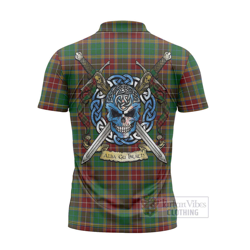 Tartan Vibes Clothing Baxter Tartan Zipper Polo Shirt with Family Crest Celtic Skull Style