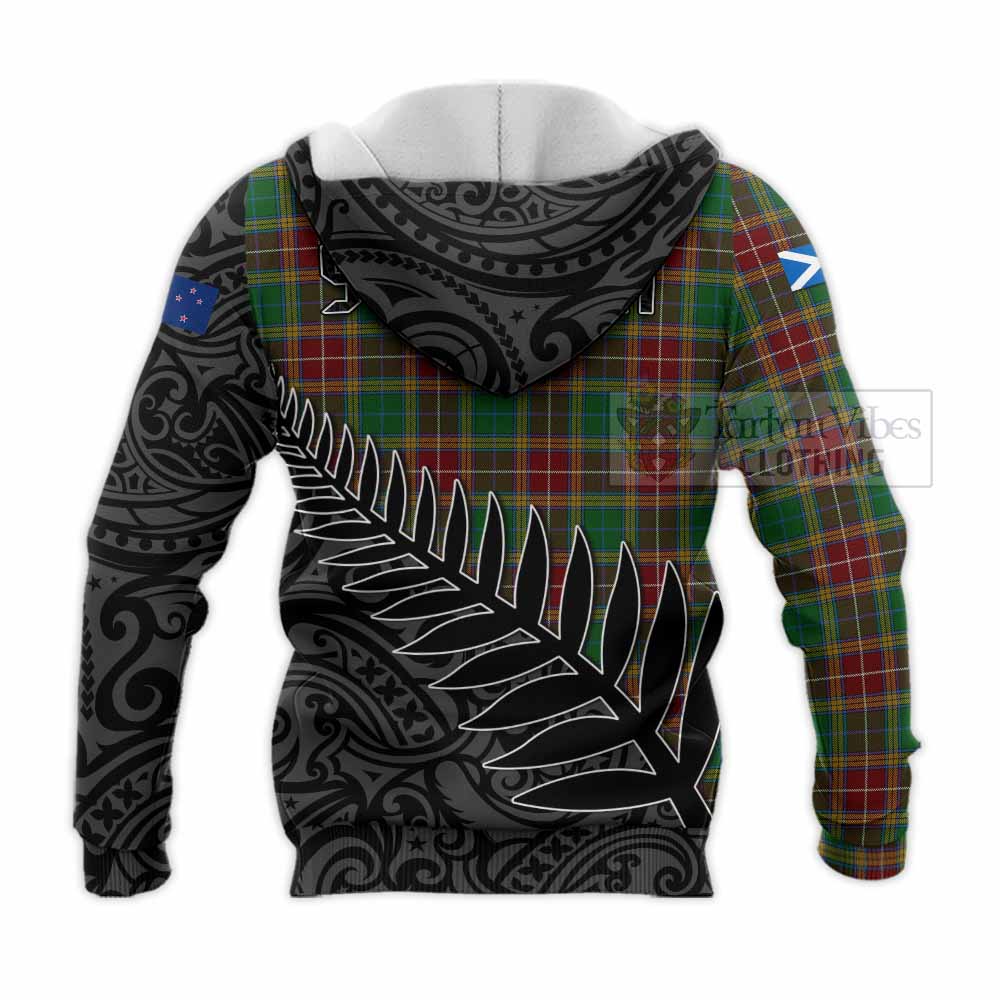 Tartan Vibes Clothing Baxter Crest Tartan Knitted Hoodie with New Zealand Silver Fern Half Style