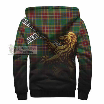 Baxter Crest Tartan Sherpa Hoodie with Golden Lion Emblem Celtic Style - Tartan Vibes Clothing